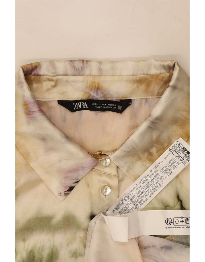 Blusa feminina Zara UK 16 grande poliéster tie-dye multicolorida