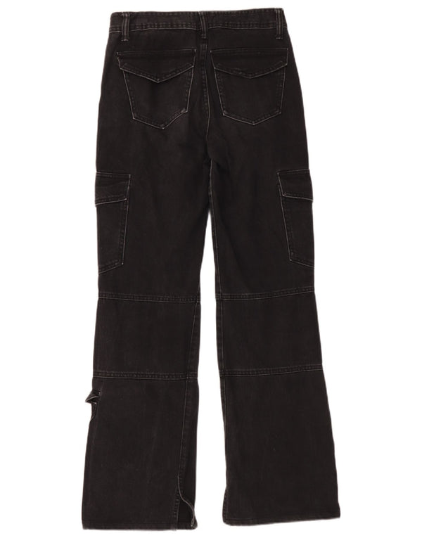 Calça jeans feminina cargo solta Zara EU 32 2XS W22 L30 algodão preto