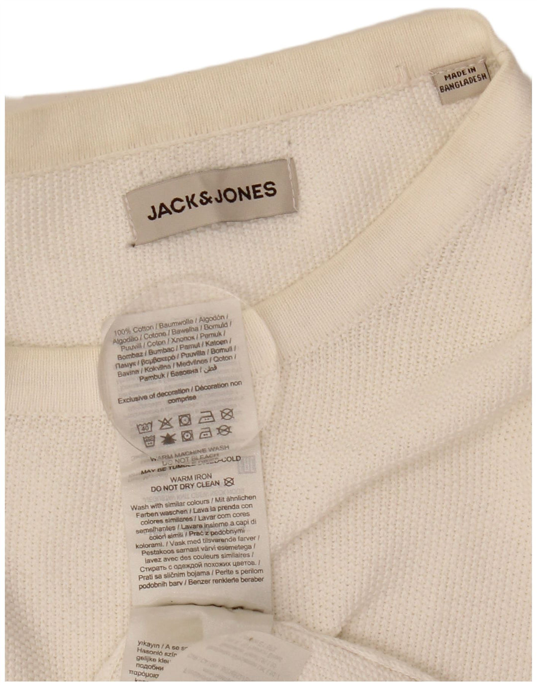 Suéter masculino Jack & Jones com gola redonda, grande algodão branco