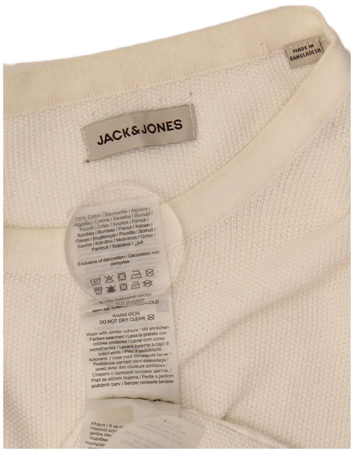 Suéter masculino Jack & Jones com gola redonda, grande algodão branco