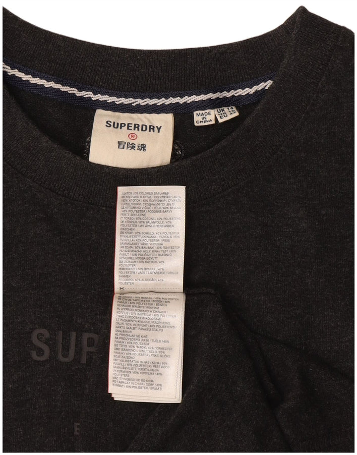 Camiseta feminina Superdry com estampa gráfica UK 14 grande algodão cinza