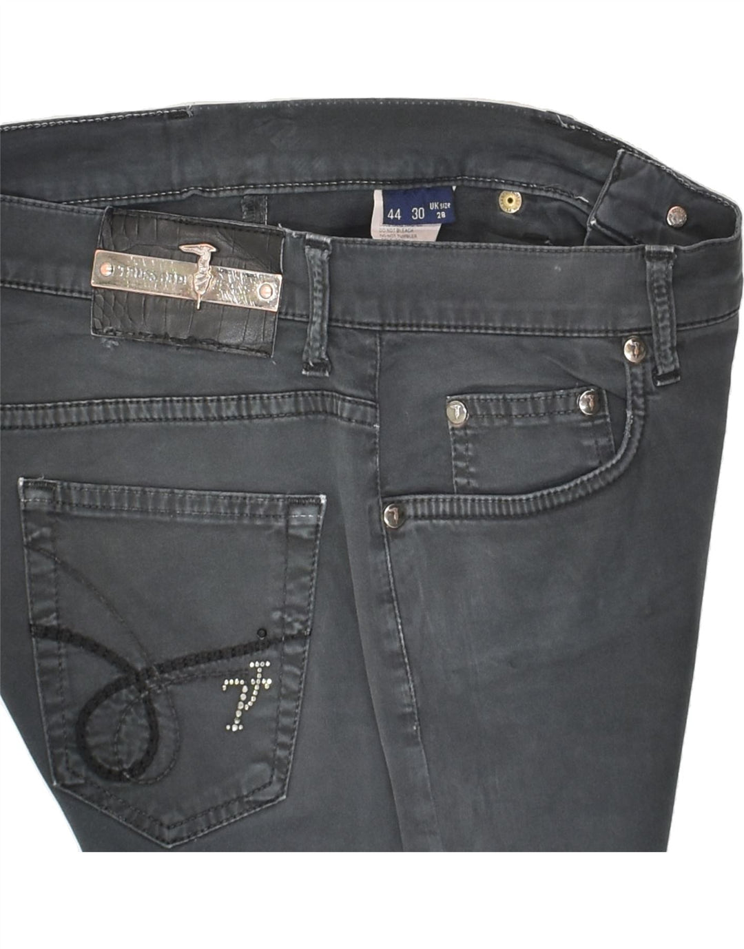 TRUSSARDI JEANS Womens Straight Casual Trousers W28 L29 Grey Cotton | Vintage Trussardi Jeans | Thrift | Second-Hand Trussardi Jeans | Used Clothing | Messina Hembry 
