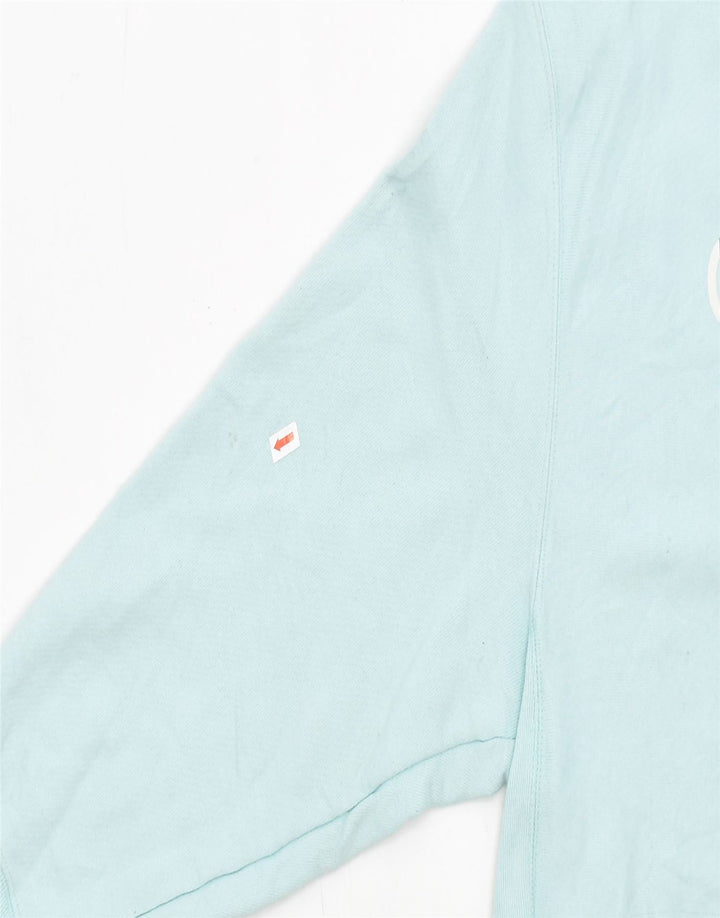 CHAMPION Womens Crop Graphic Sweatshirt Jumper UK 12 Medium Turquoise | Vintage | Thrift | Second-Hand | Used Clothing | Messina Hembry 