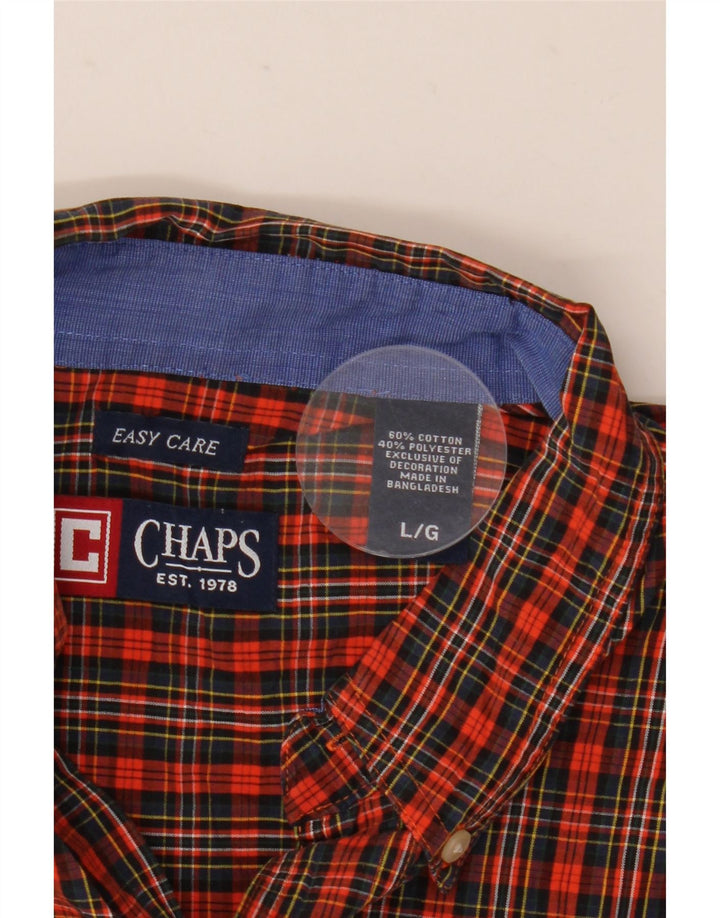 Camisa masculina Chaps grande laranja xadrez algodão