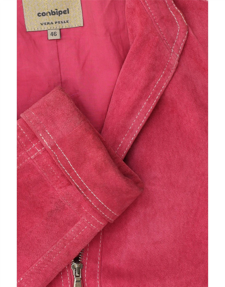 Jaqueta feminina de camurça Conbipel IT 46 grande couro rosa