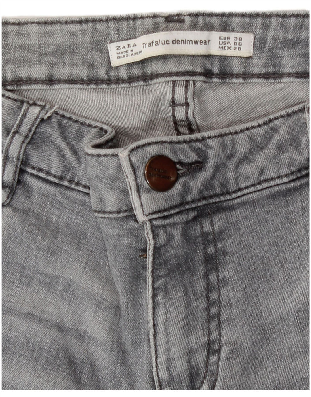 Zara Jeans Skinny Feminino UE 38 Pequeno W28 L28 Cinza