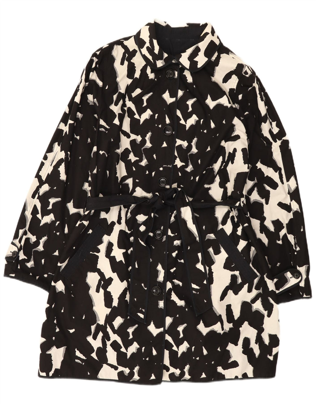 Sobretudo feminino HOBBS com padrão abstrato reversível Reino Unido 16 grande preto