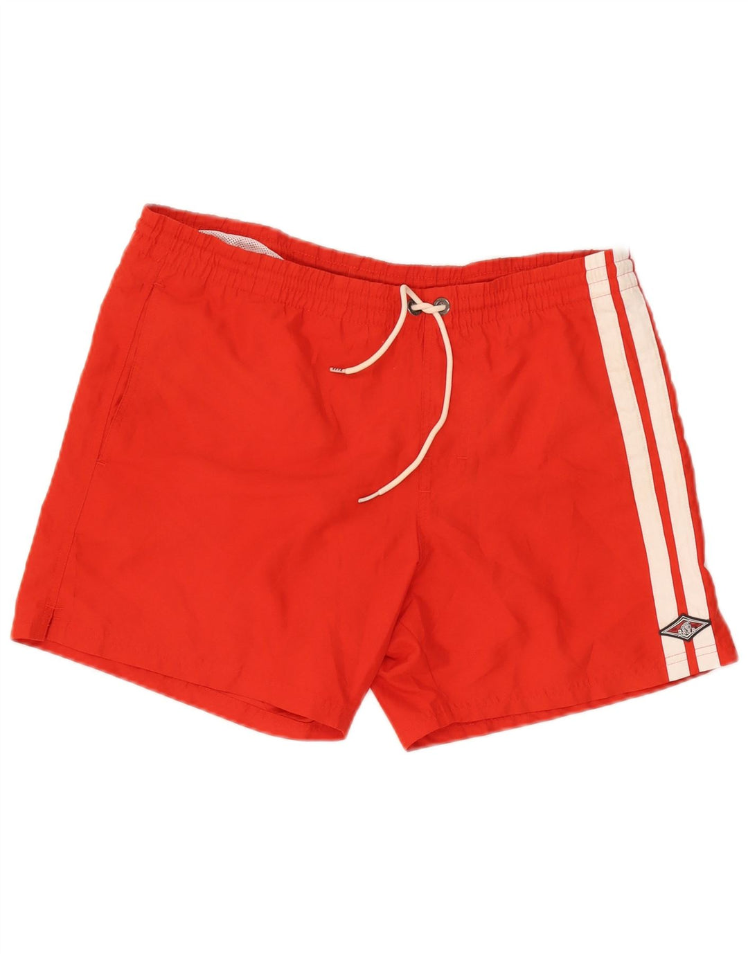 Bear Mens Natação Shorts Médio Listrado Vermelho