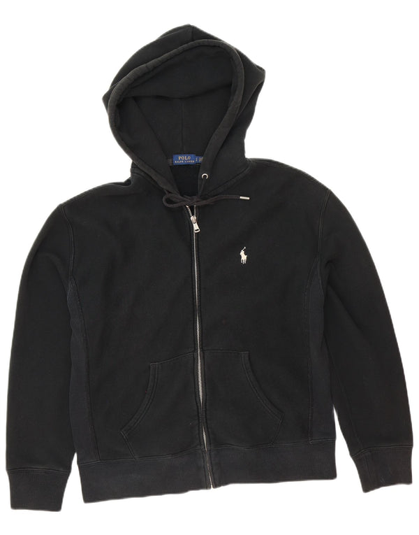 Suéter masculino com capuz e zíper Polo Ralph Lauren pequeno algodão preto