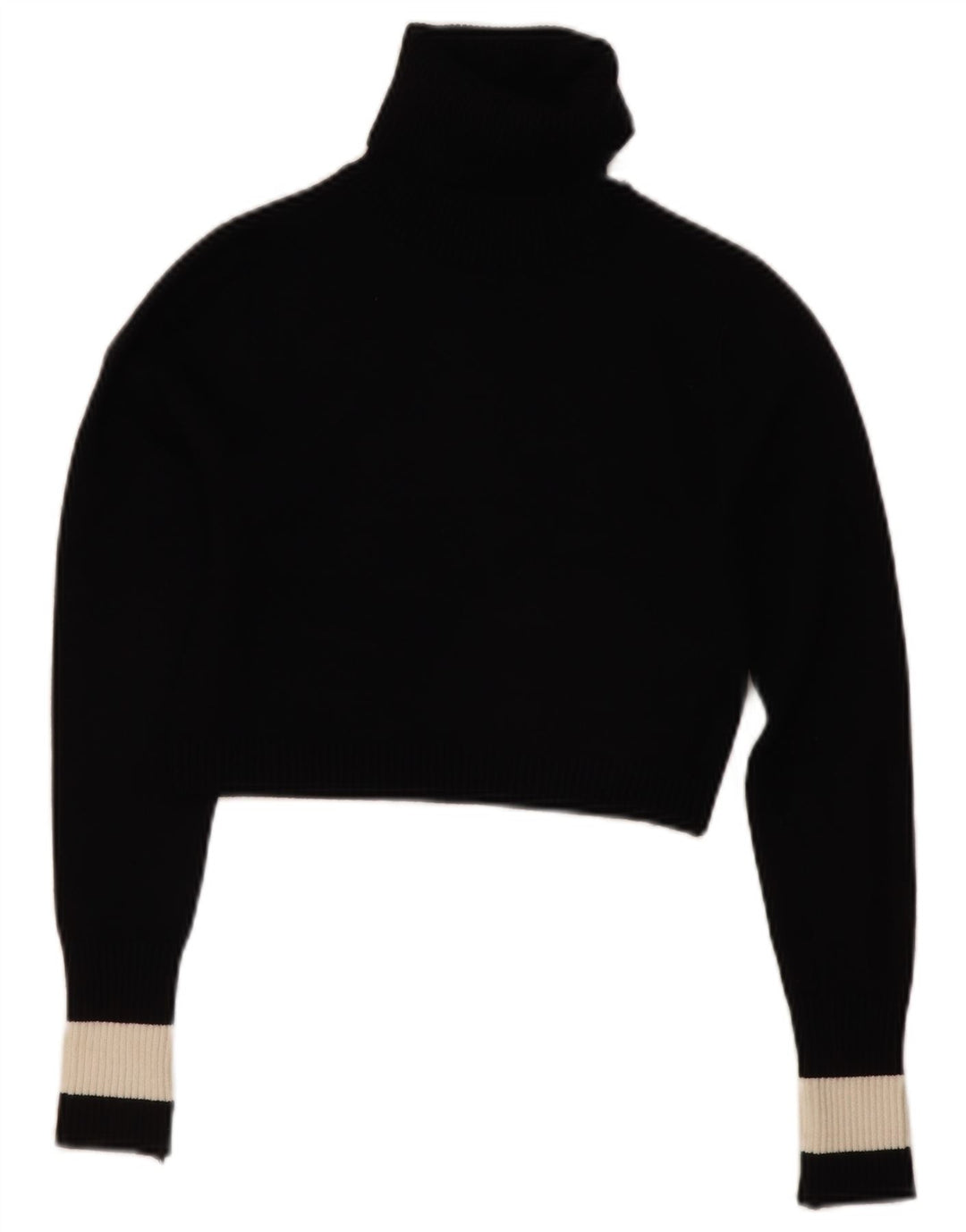 Zara Suéter feminino cropped com gola redonda Reino Unido 12 bloco colorido preto médio