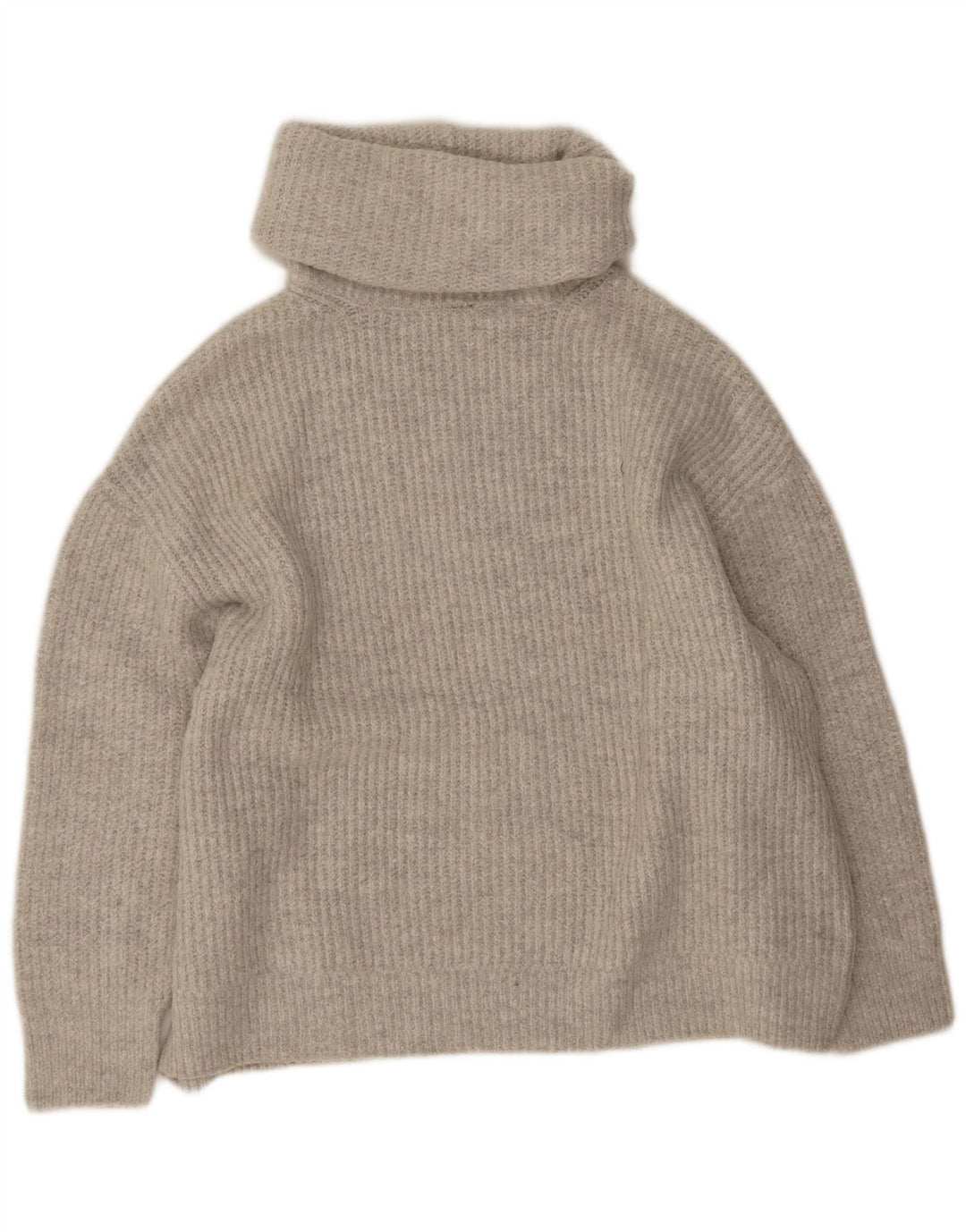 Zara Suéter feminino oversized com gola redonda Reino Unido 10 pequeno cinza acrílico