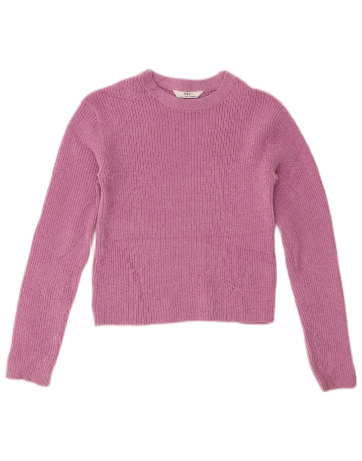Marks & Spencer Top curto feminino manga comprida 11-12 anos poliéster rosa
