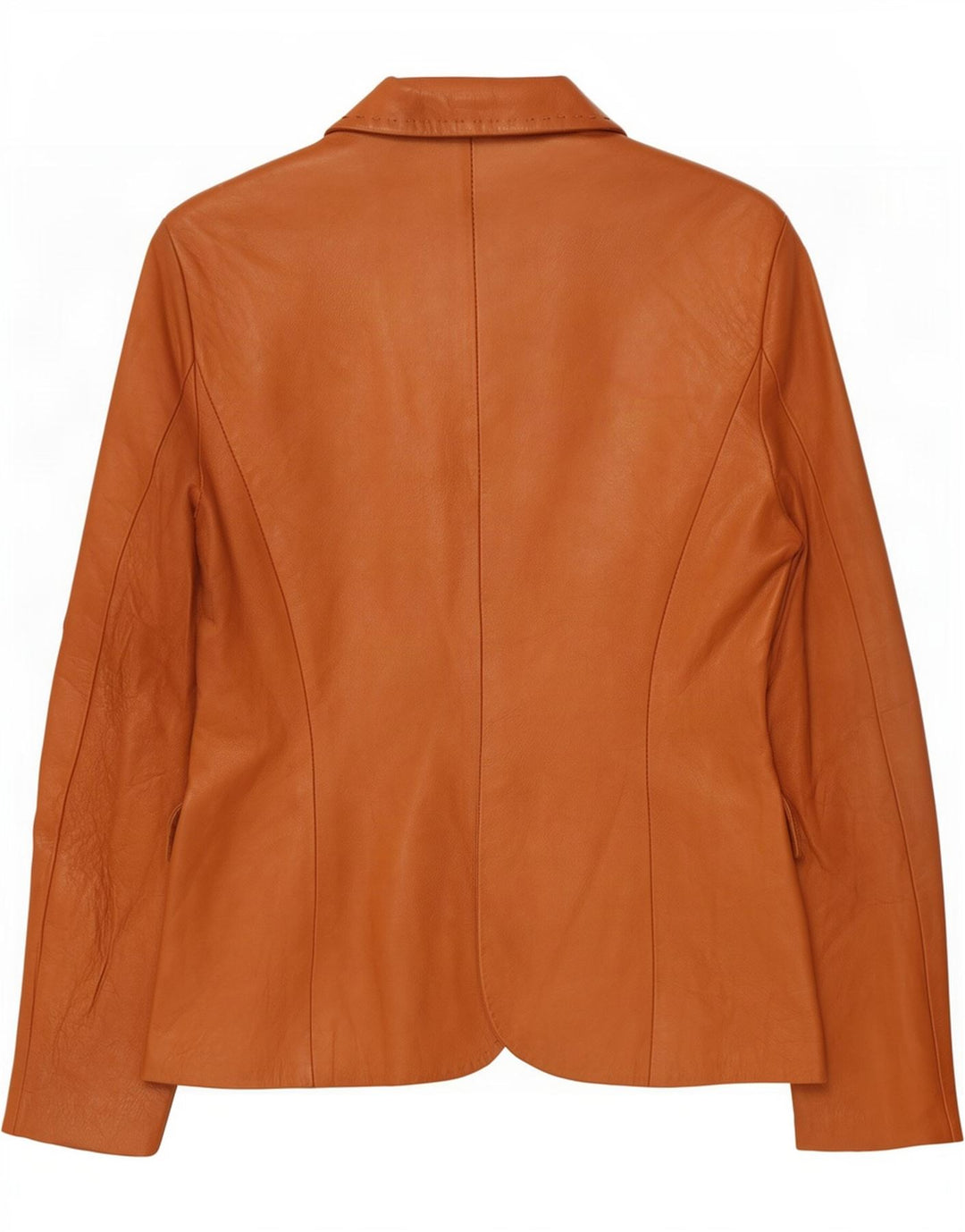 Jaqueta blazer feminina de couro com 3 botões Atos Lombardini IT 46 grande marrom