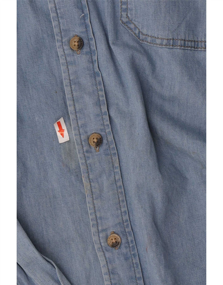 Camisa Wrangler masculina regular fit jeans grande algodão azul
