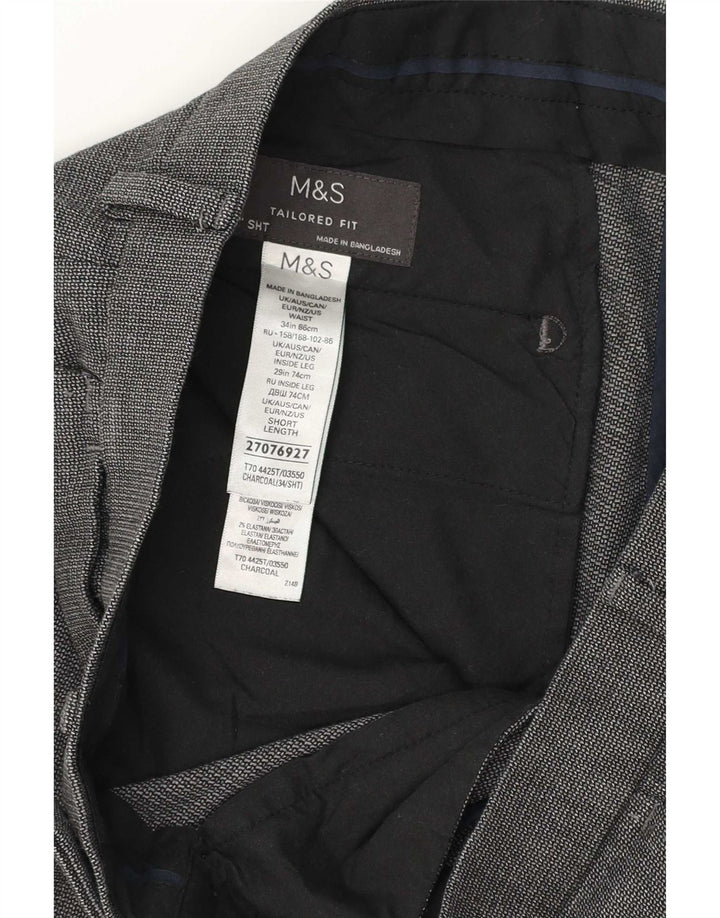 Calça masculina Marks & Spencer sob medida W34 L28 poliéster cinza