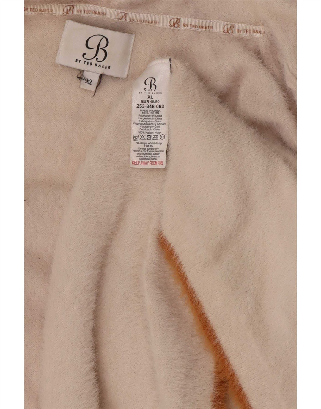 Suéter cardigan feminino aberto com palangre grande Ted Baker Reino Unido 18 XL bege
