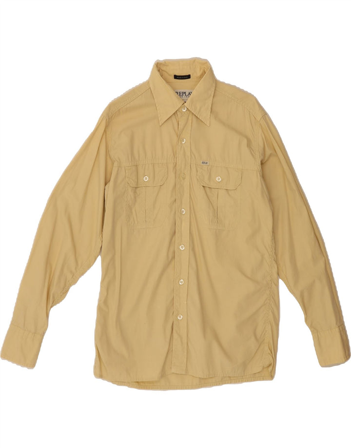 REPLAY Mens Shirt Medium Yellow Vintage Replay and Second-Hand Replay from Messina Hembry 