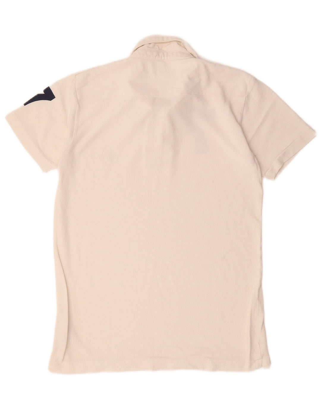 Camisa pólo gráfica masculina French Connection pequena de algodão esbranquiçado