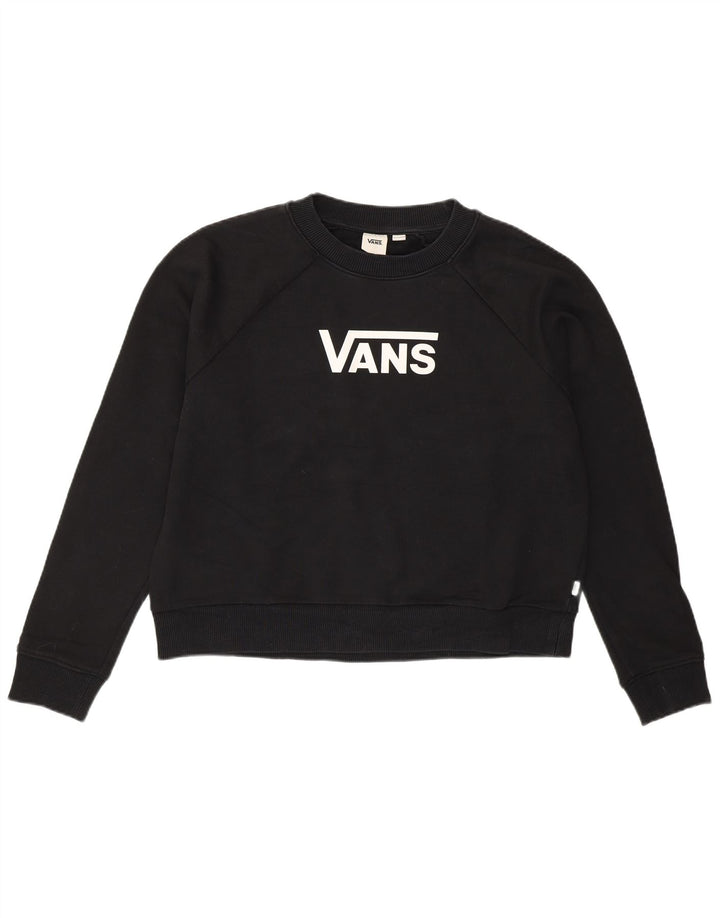 Vans Womens Crop Graphic Oversized Moletom Jumper Reino Unido 14 Médio Preto