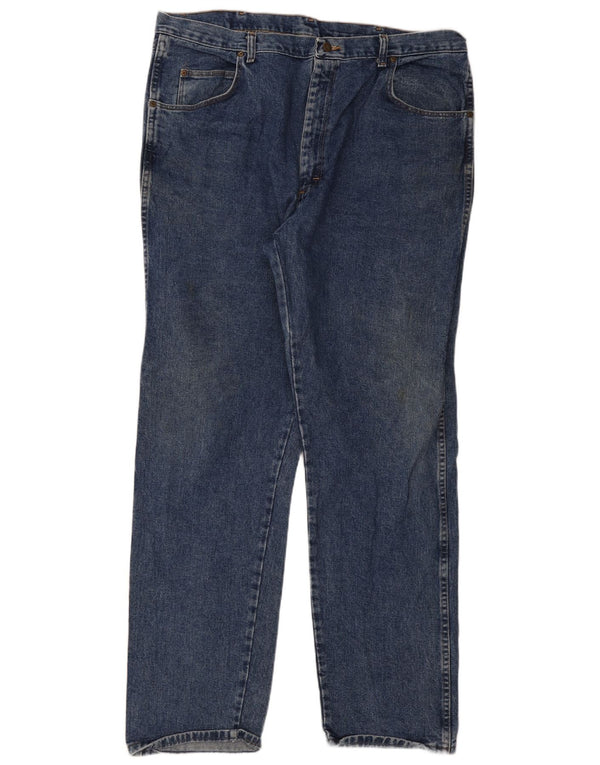 Wrangler Mens Straight Jeans W42 W34 Azul Algodão