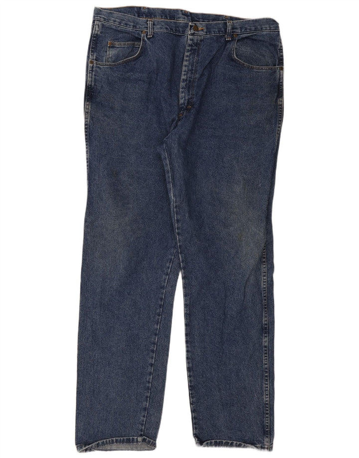 Wrangler Mens Straight Jeans W42 W34 Azul Algodão