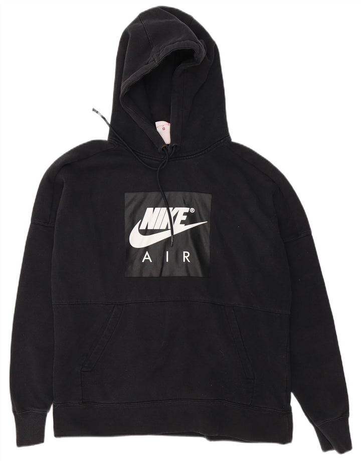 Nike masculino gráfico moletom com capuz médio algodão preto