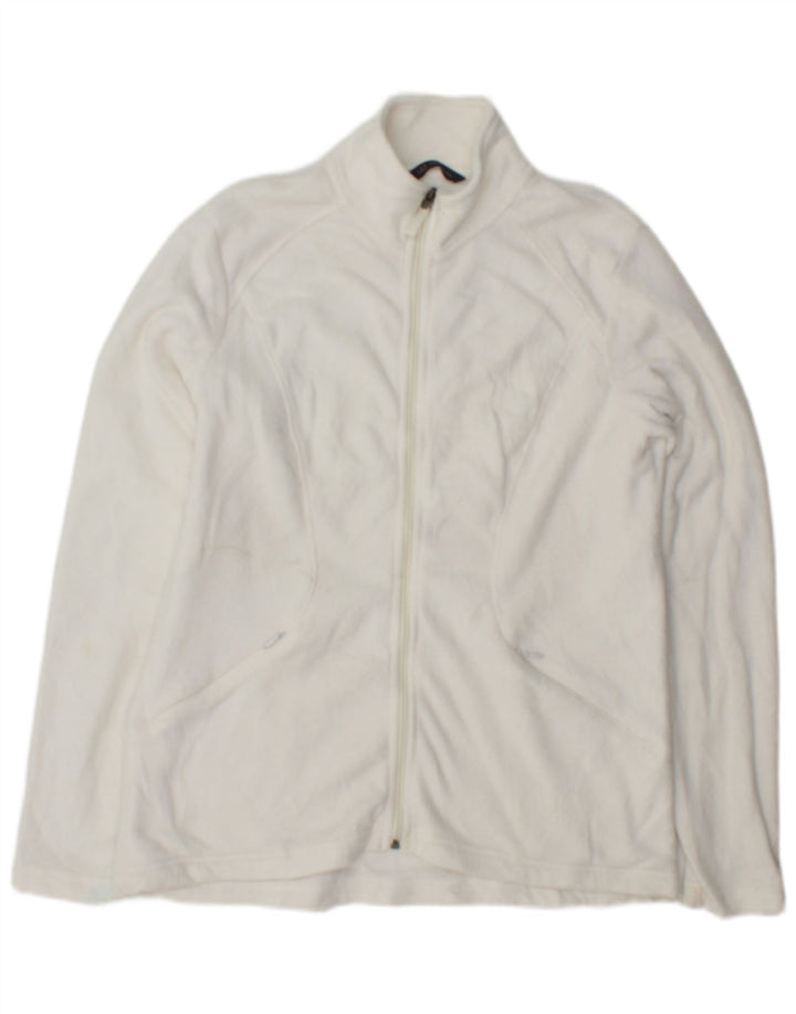 Jaqueta de lã feminina Marks & Spencer Reino Unido 14 grande poliéster branco