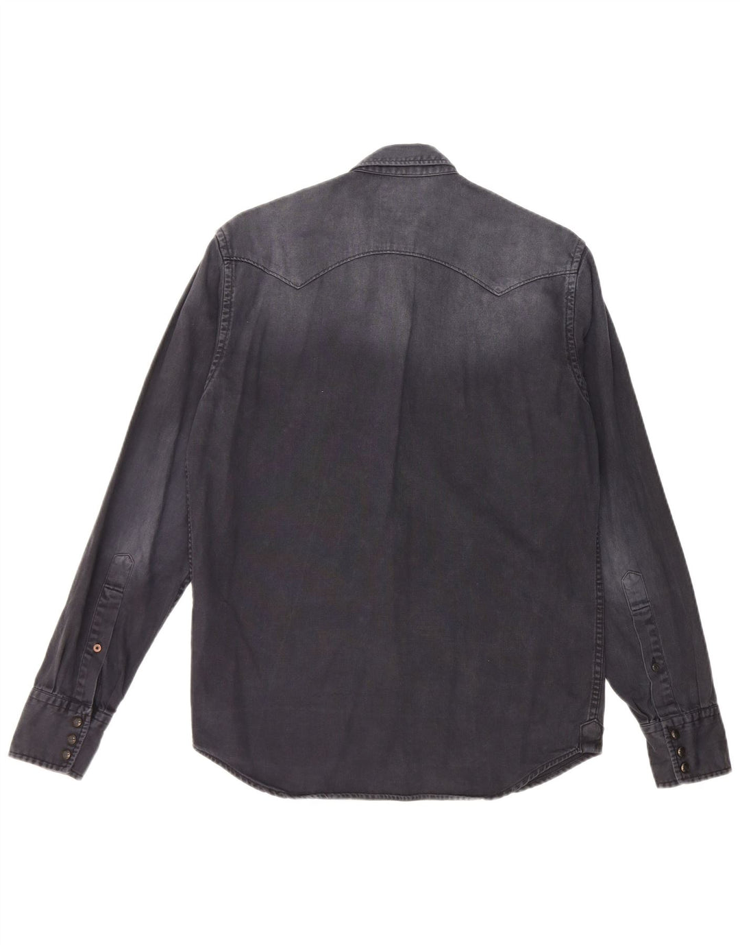 REPLAY Camisa masculina jeans tingida para vestuário médio algodão azul marinho