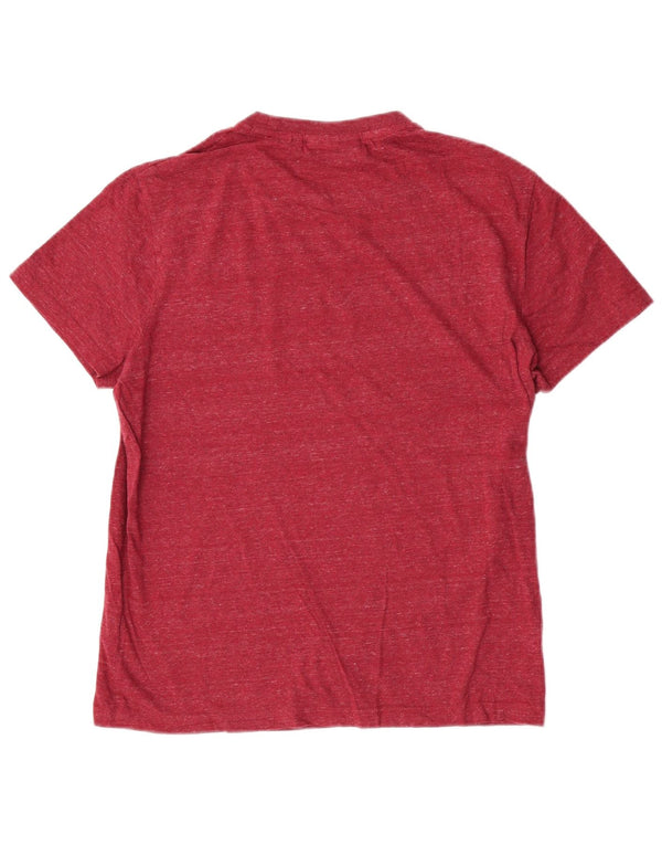 Camiseta feminina Superdry UK 16 grande algodão manchado vermelho