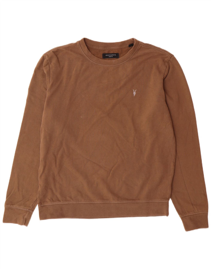 ALL SAINTS moletom masculino jumper médio algodão marrom