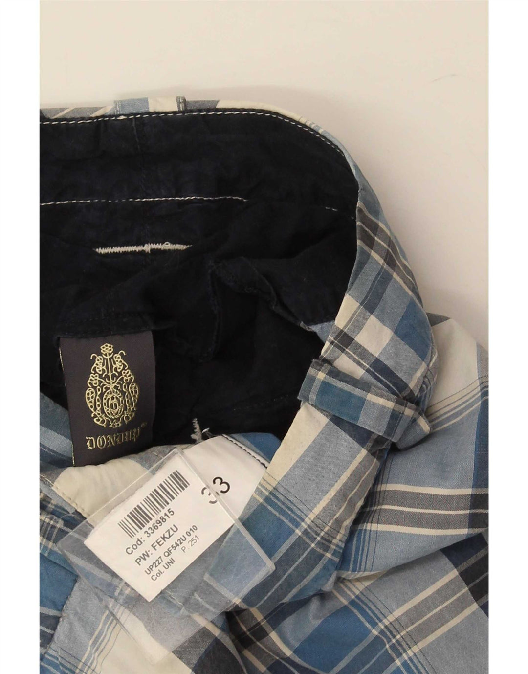 Shorts Chino masculino Dondup W33 xadrez azul médio