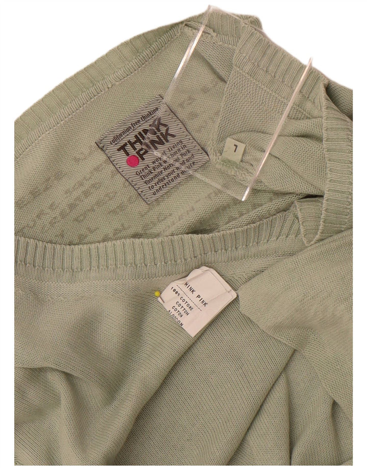 Suéter masculino Think Pink com decote em V, grande algodão verde