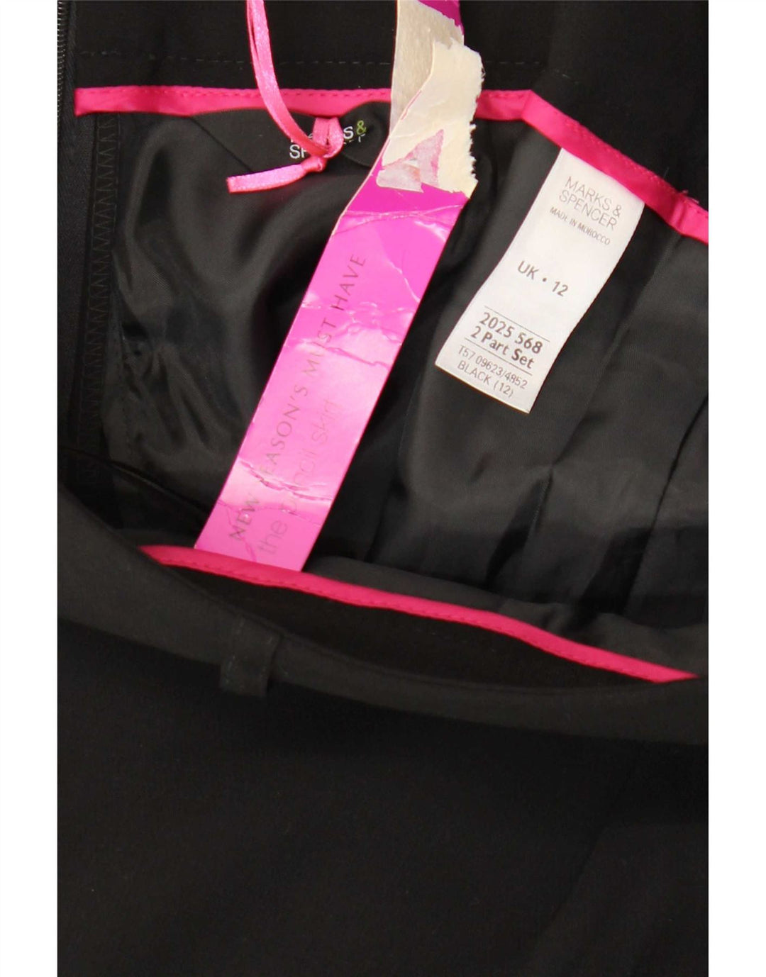 Saia lápis feminina Marks & Spencer Reino Unido 12 médio W30 poliéster preto