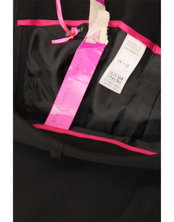 Saia lápis feminina Marks & Spencer Reino Unido 12 médio W30 poliéster preto