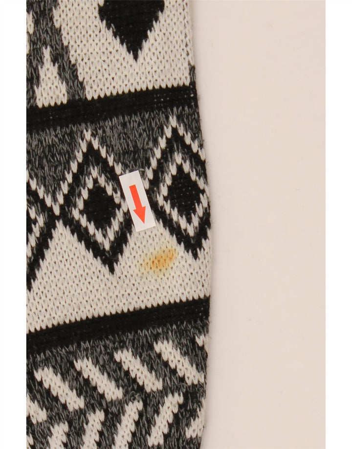 Suéter vintage masculino com decote em V grande cinza argyle/acrílico diamante