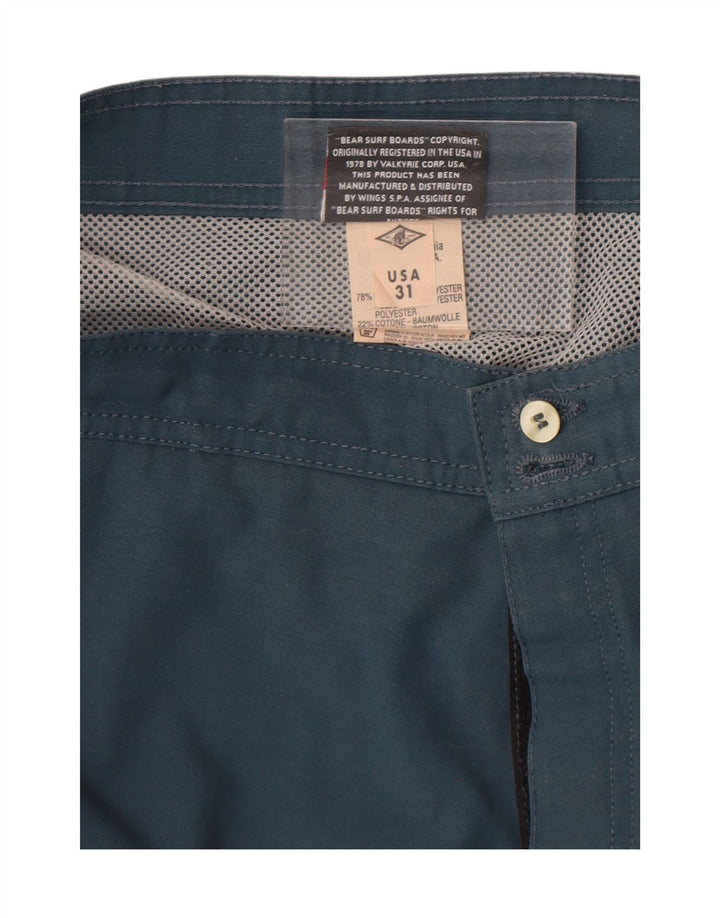Shorts de natação masculino Bear médio azul marinho em poliéster colorblock