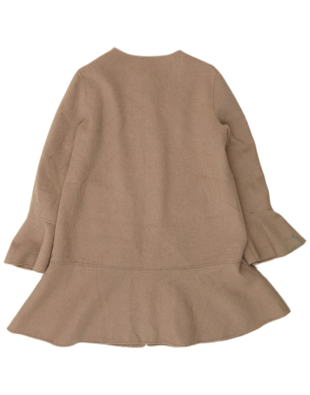 Sobretudo feito à mão feminino Zara Reino Unido 14 lã bege médio