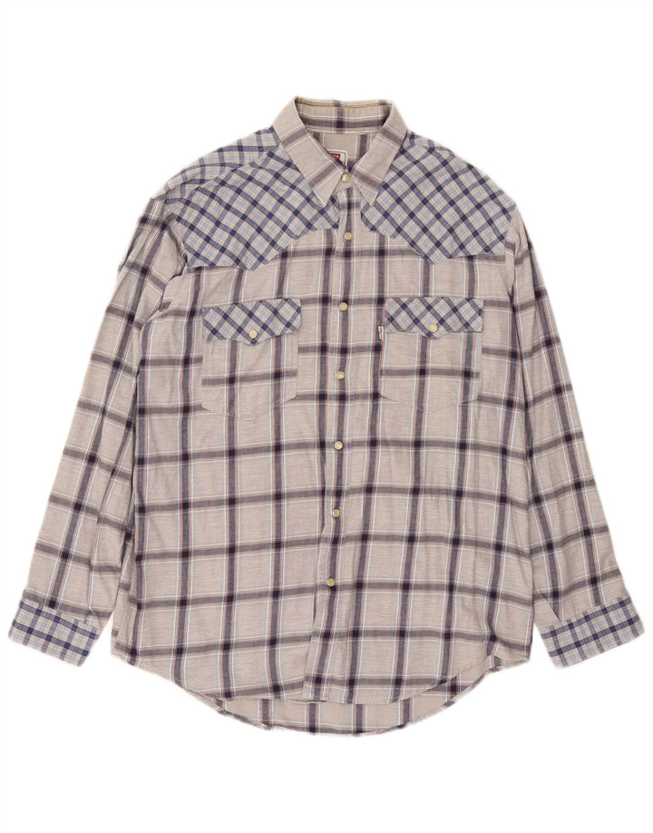 Camisa masculina Levi's grande xadrez cinza algodão