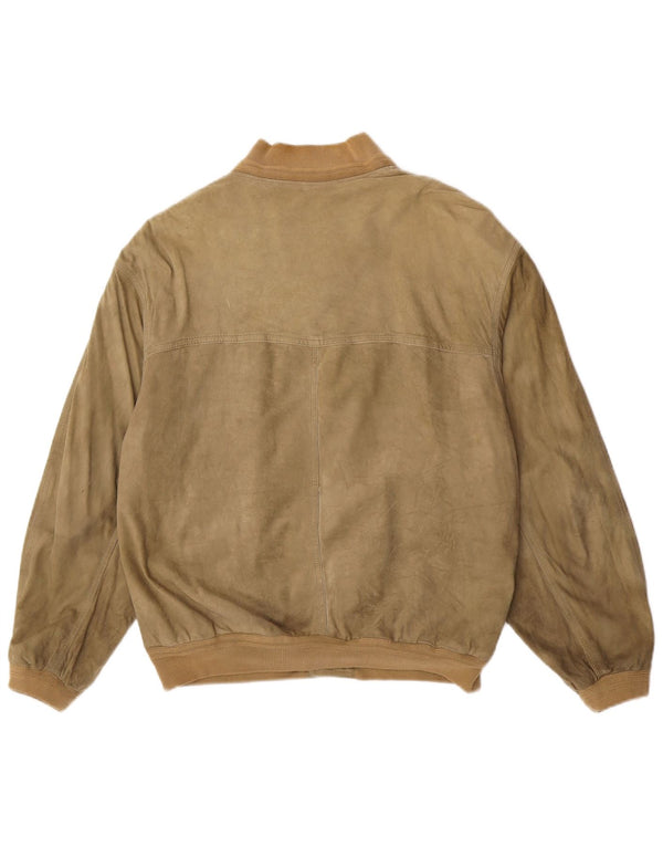 Scout Mens Suede Bomber Jacket UK 40 Large Green