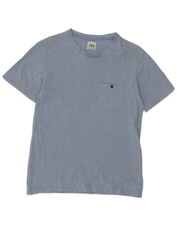 Camiseta masculina Zara Top pequeno azul