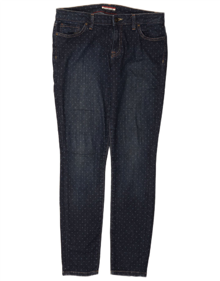 Calça casual feminina TOMMY HILFIGER EUA 8 médio W30 L30 azul manchado
