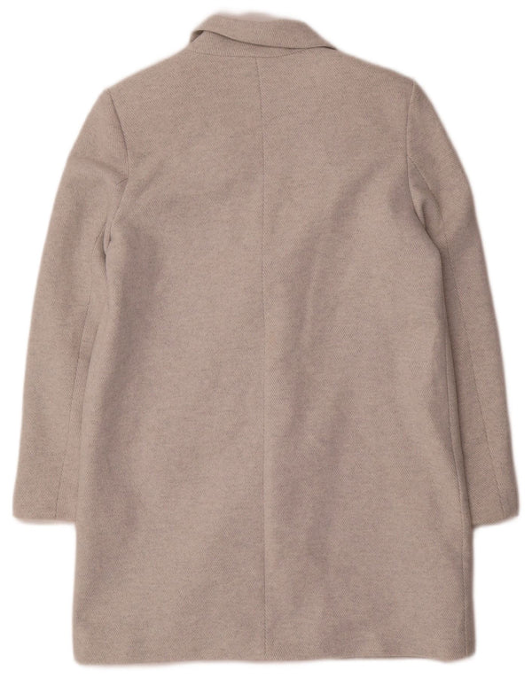 Casaco feminino Zara com peito duplo UK 14 poliéster cinza médio