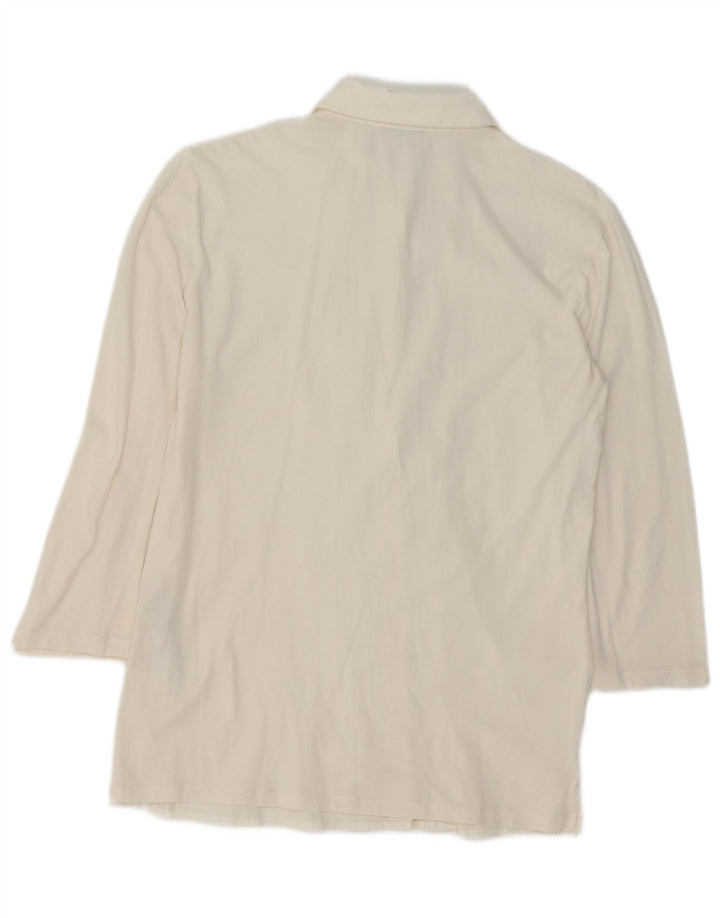 Marella Blusa feminina com palangre Reino Unido 16 grande algodão branco