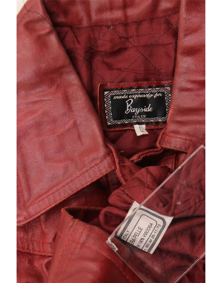 Jaqueta de couro feminina Bayside UK 14 grande Borgonha