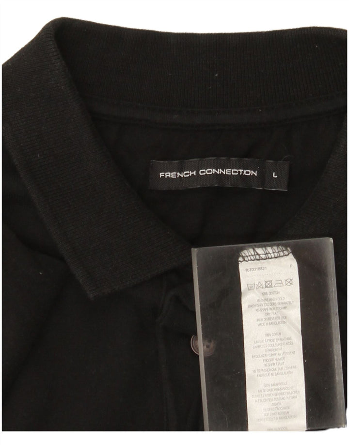 Camisa polo masculina French Connection grande algodão preto