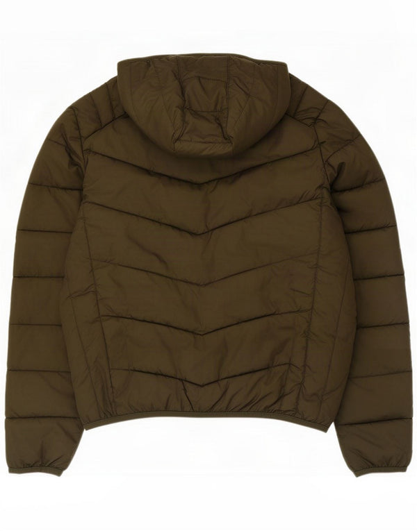 Jaqueta masculina acolchoada com capuz Ellesse UK 42 XL Khaki Colourblock