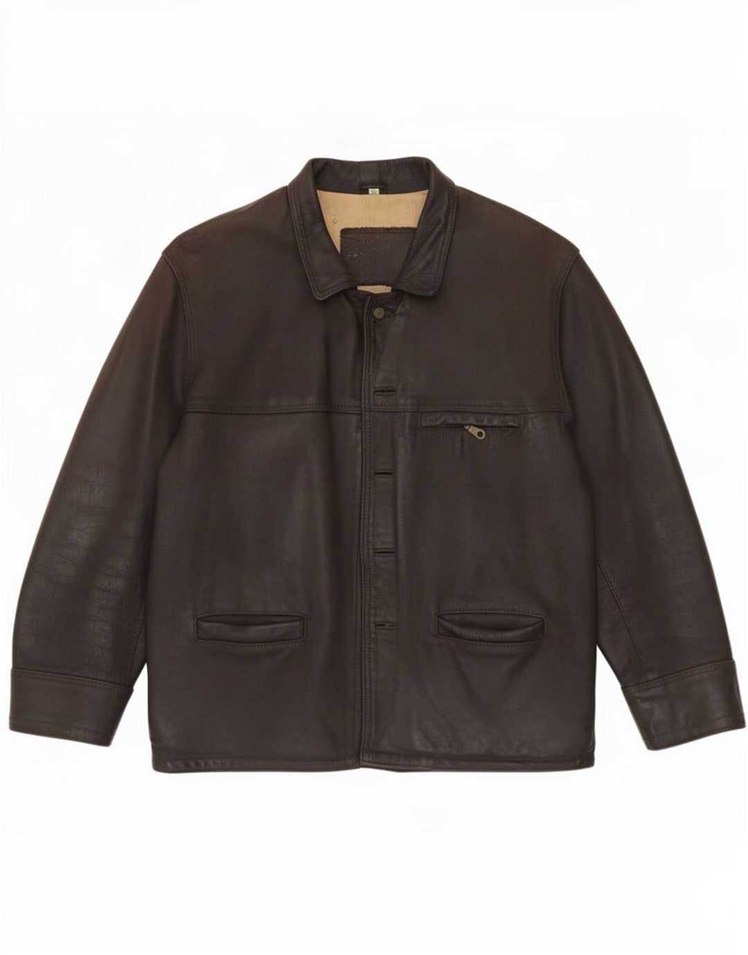 Jaqueta de couro masculina vintage UK 44 2XL marrom