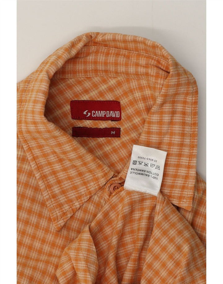 Camisa masculina CAMP DAVID de algodão xadrez laranja médio