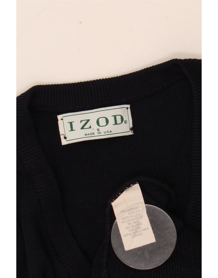 Suéter masculino IZOD com decote em V pequeno azul marinho acrílico