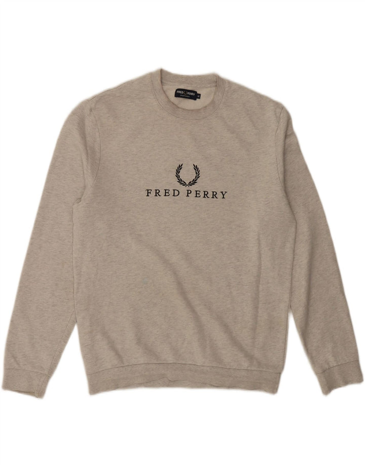 Fred Perry moletom gráfico masculino jumper médio algodão cinza